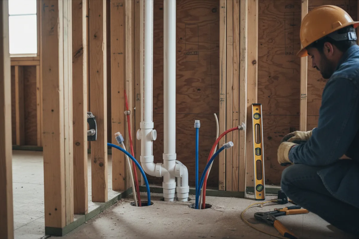 Drain and supply rough-in during Drain Cleaning in Liberty Hill